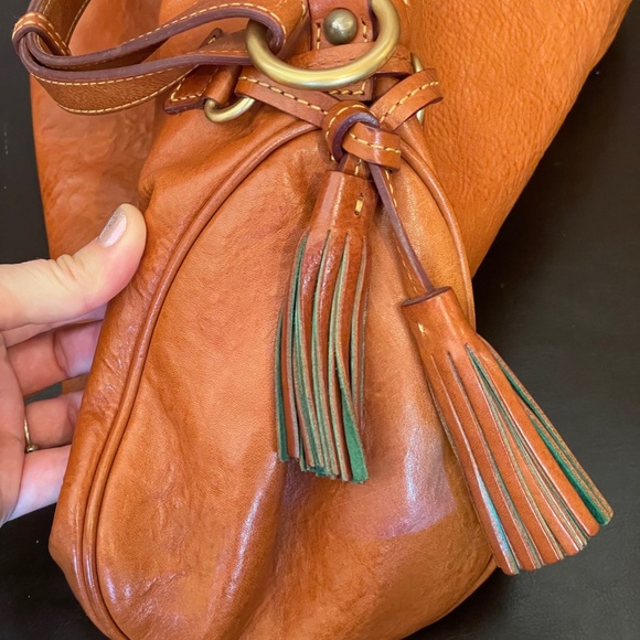 Florentine Leather Medium Zip Hobo Handbag - Natural Brown - Picture 4 of 12